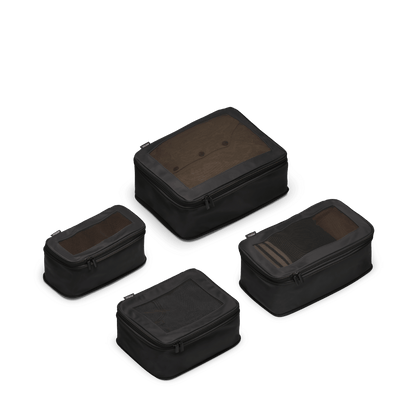 Set of Four / Black Scaled | This is a photo of a set of four compressible packing cubes in black
