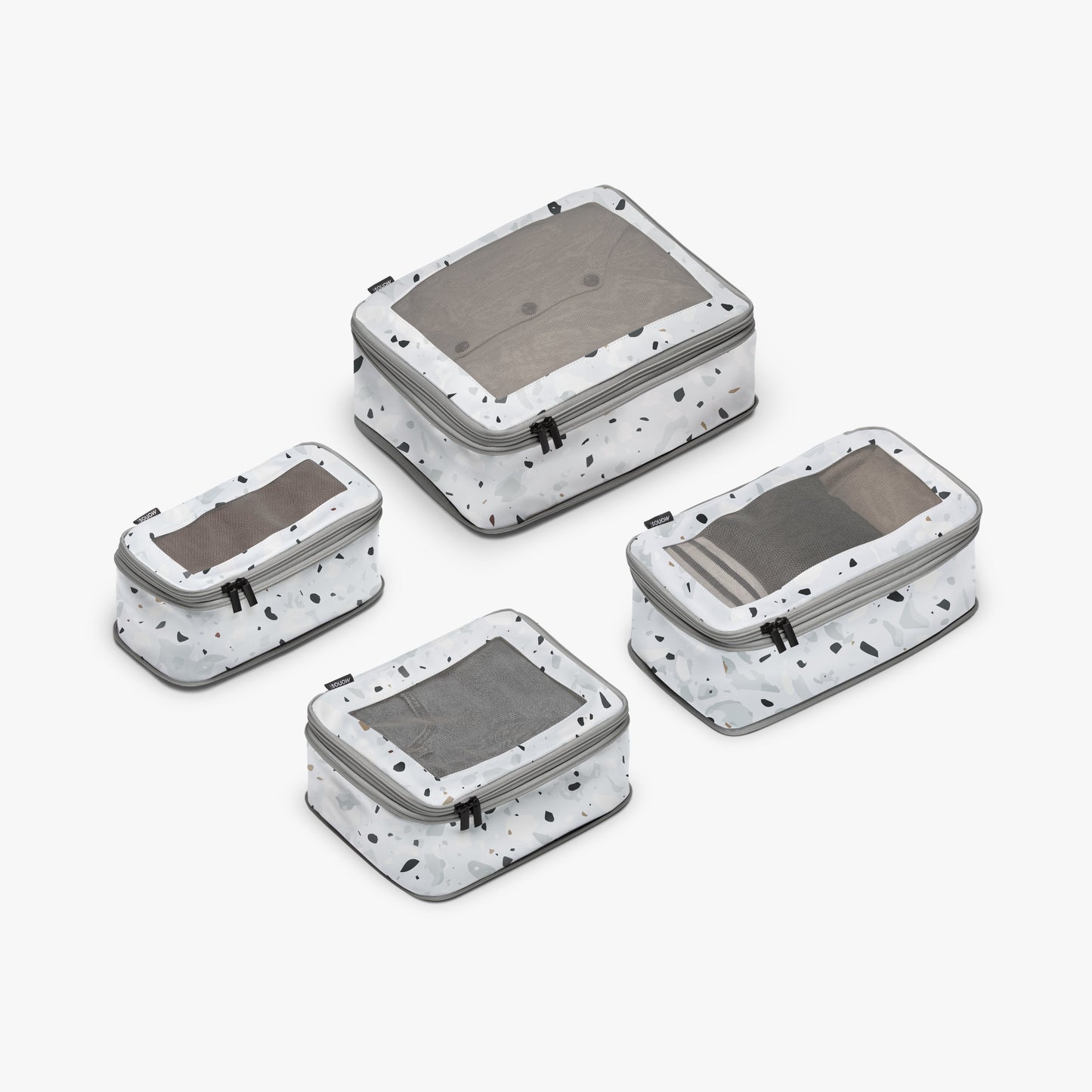 Set of Four / Terrazzo Light Grey | Compressible Packing Cubes set of four in Terrazzo Light Grey