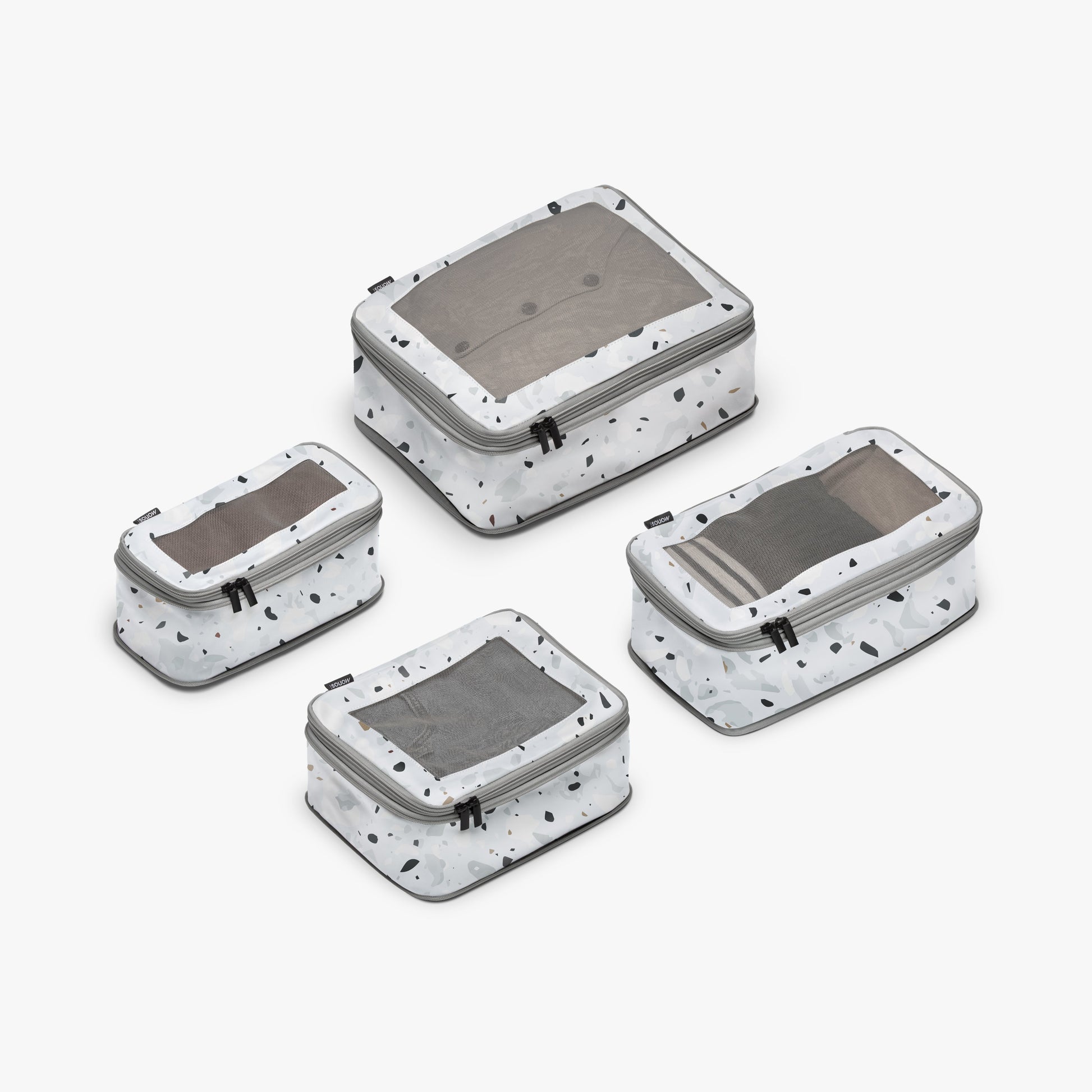 Set of Four / Terrazzo Light Grey | Compressible Packing Cubes set of four in Terrazzo Light Grey