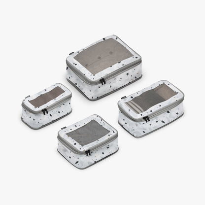 Set of Four / Terrazzo Light Grey | Compressible Packing Cubes set of four in Terrazzo Light Grey