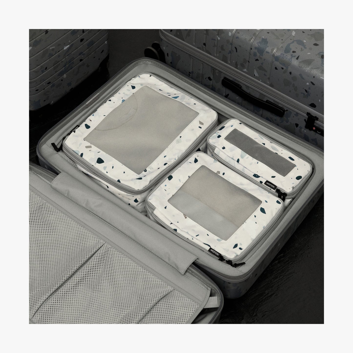 Set of Six / Terrazzo Light Grey | Compressible Packing Cubes set of six in Terrazzo Light Grey