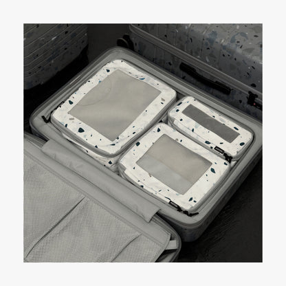Set of Six / Terrazzo Light Grey | Compressible Packing Cubes set of six in Terrazzo Light Grey