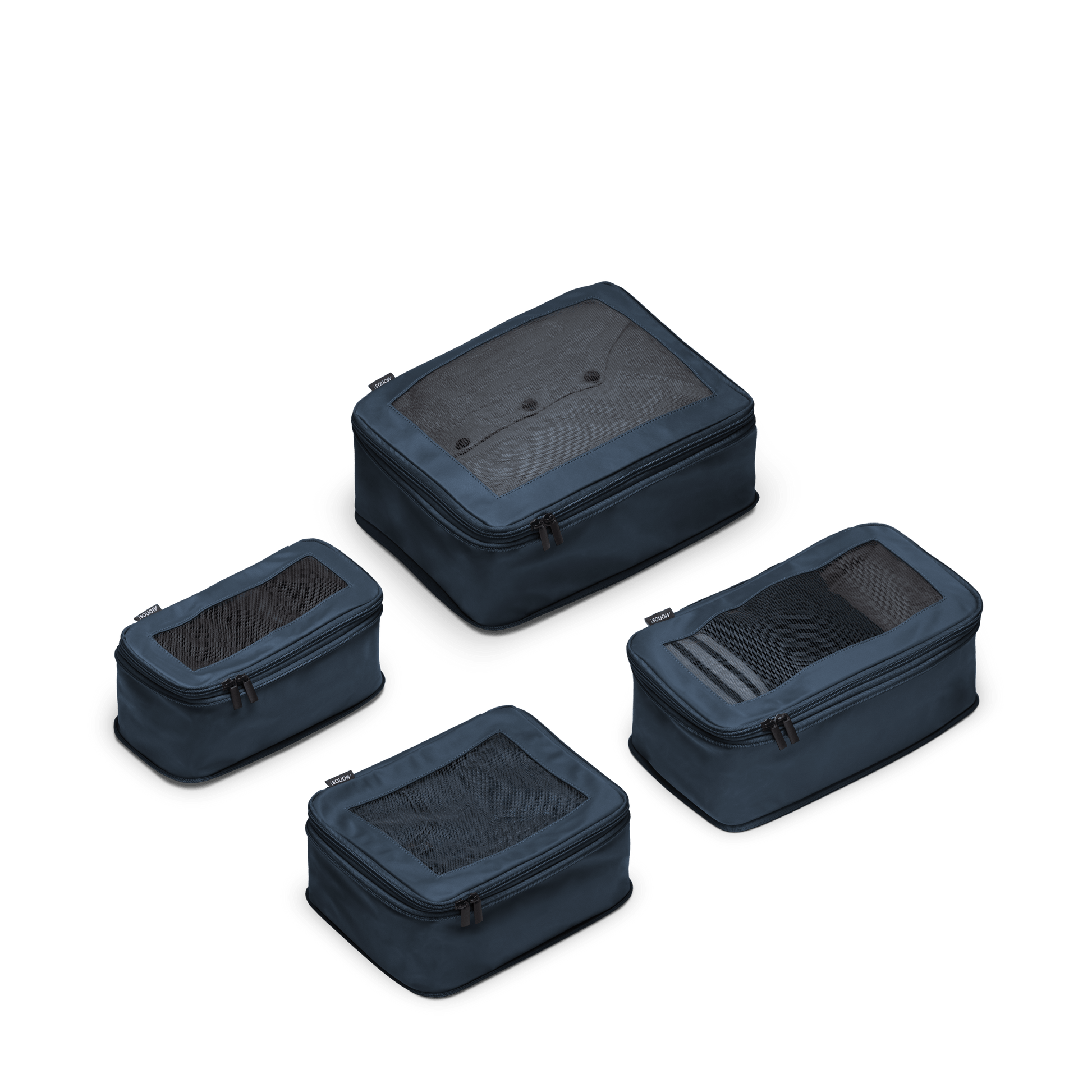 Set of Four / Arles Blue Scaled | This is a photo of a set of four compressible packing cubes in Arles Blue