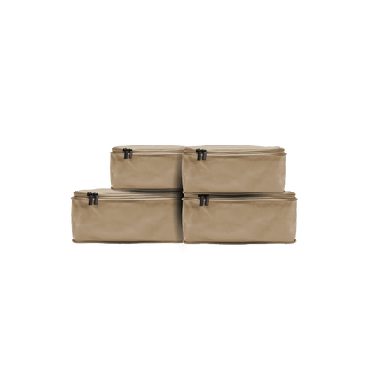 Set of Four / Tan Hidden | This is a photo of a set of four compressible packing cubes in tan
